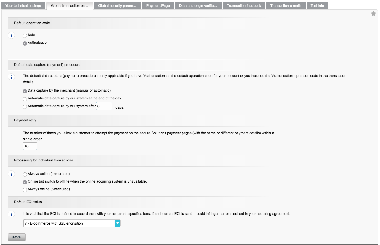 Global Transaction Parameter